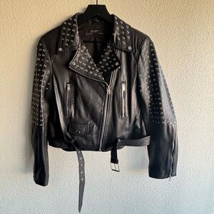 ZARA Black Studded Leather Jacket